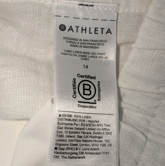 Athleta Linen Pants Retreat Linen High Rise Wide Leg Pant Women's size 14 - Picture 8 of 11